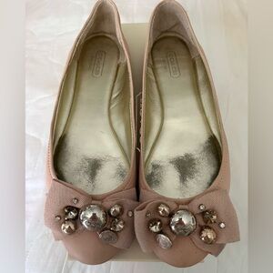 Coach Lexi Ballet Flats – Nude Smooth Nappa Leather – Size 8M